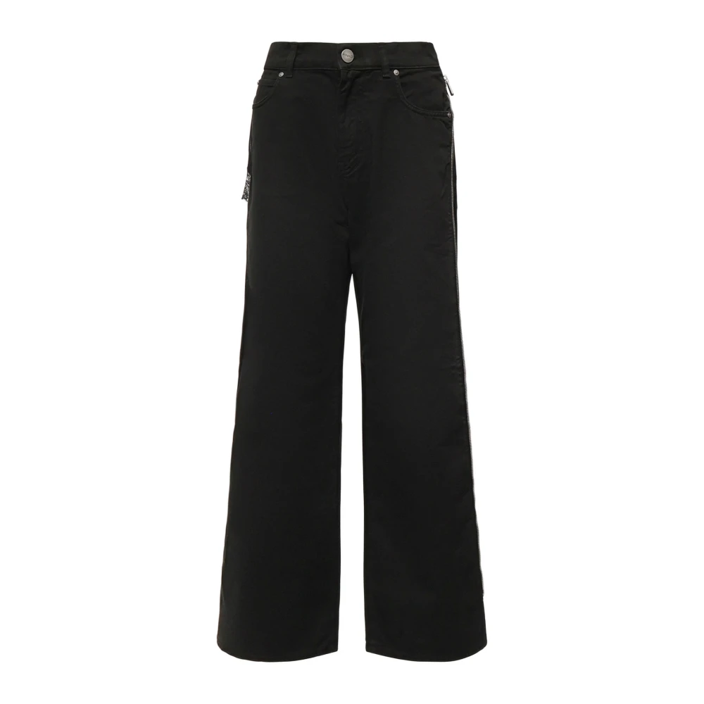 Pinko Women's Black Wide Jeans, W27, Denim Wide Leg Jeans