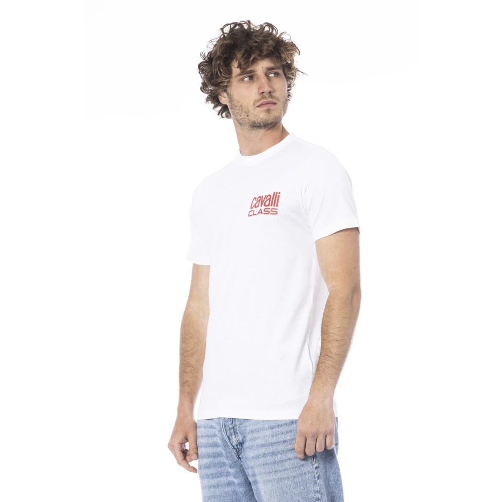 Cavalli Class Logo Print Korte Mouw T-shirt White Heren