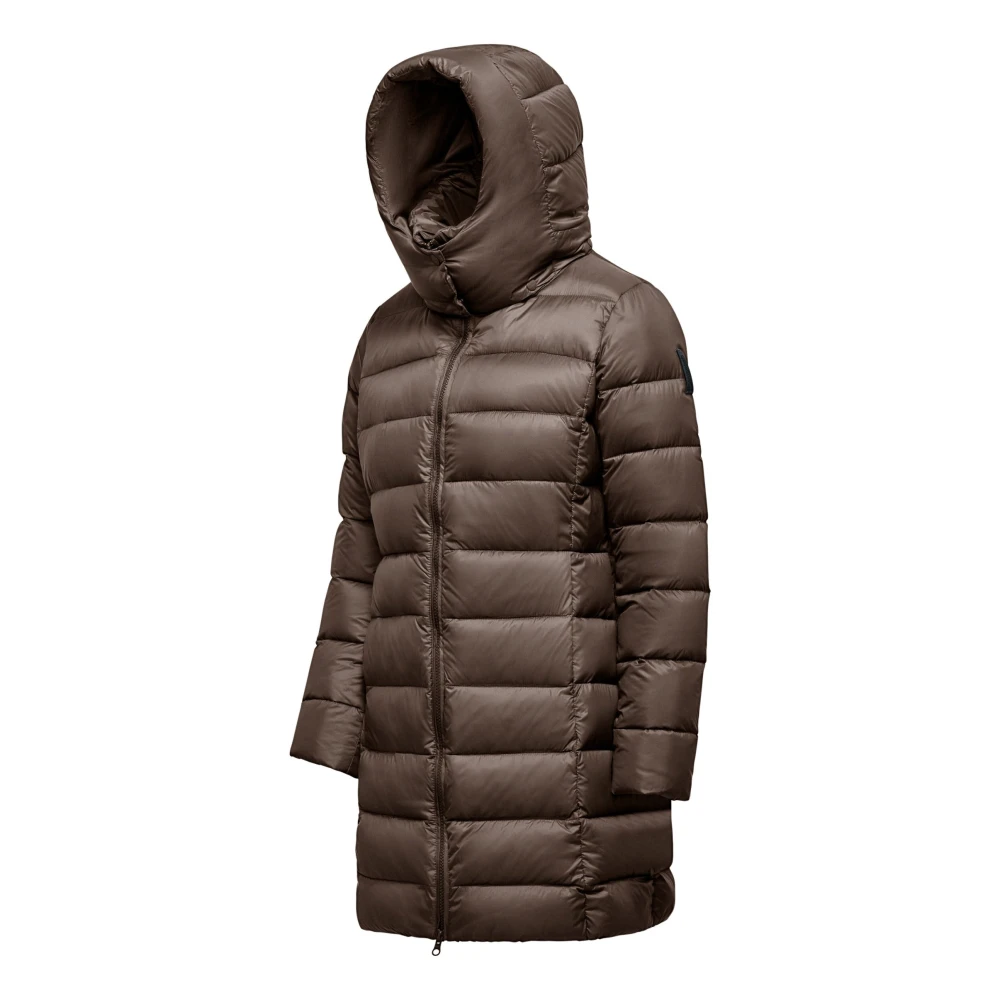 BomBoogie Stretch Nylon Down Jacket with Detachable Hood Brown Dames