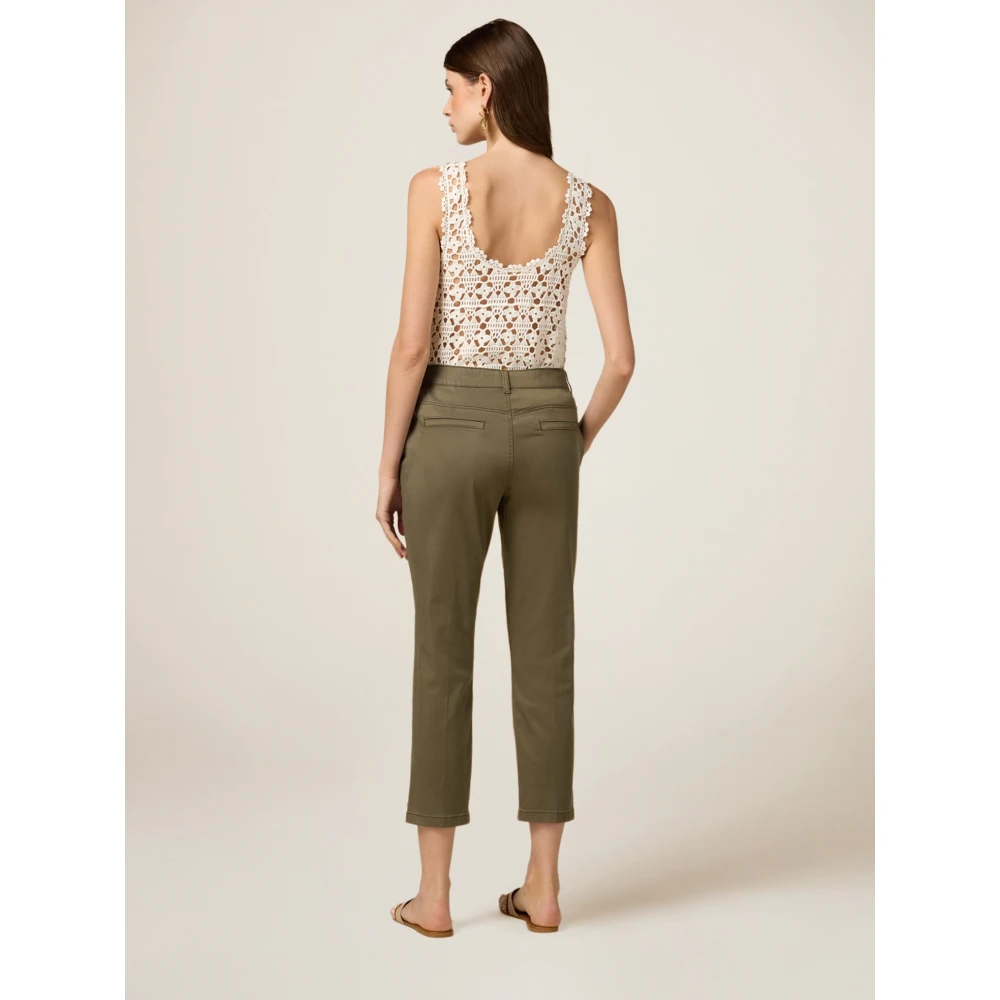 Oltre Chino Broek met Sieraden Detail Green Dames