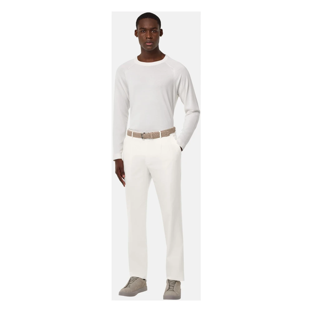 Boggi Milano Stretch Katoenen Tencel Broek Beige Heren