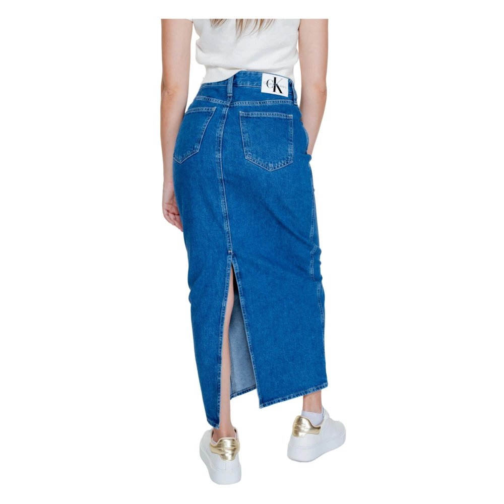 Calvin Klein Jeans Lange Rok Herfst Winter Collectie Blue Dames