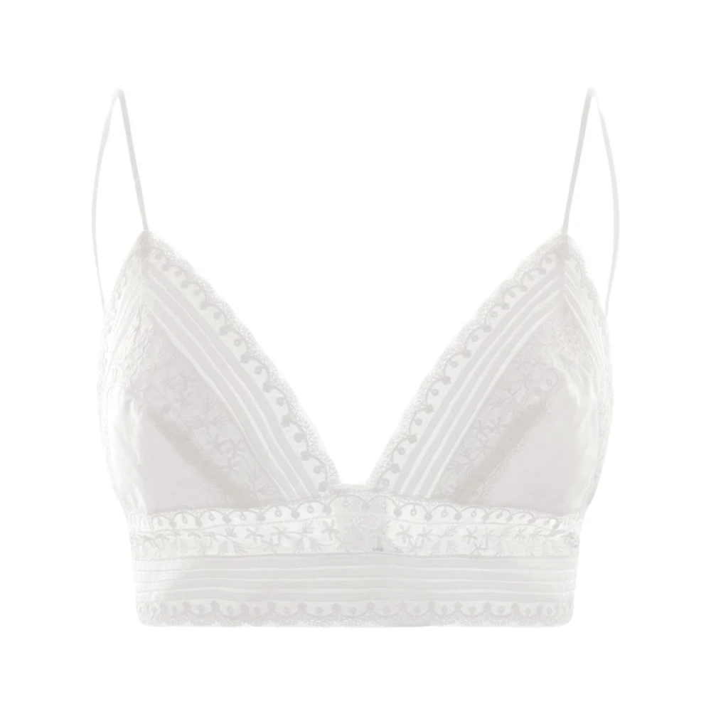 Ermanno Scervino Wit Katoenen Kantentop met Plooien White Dames