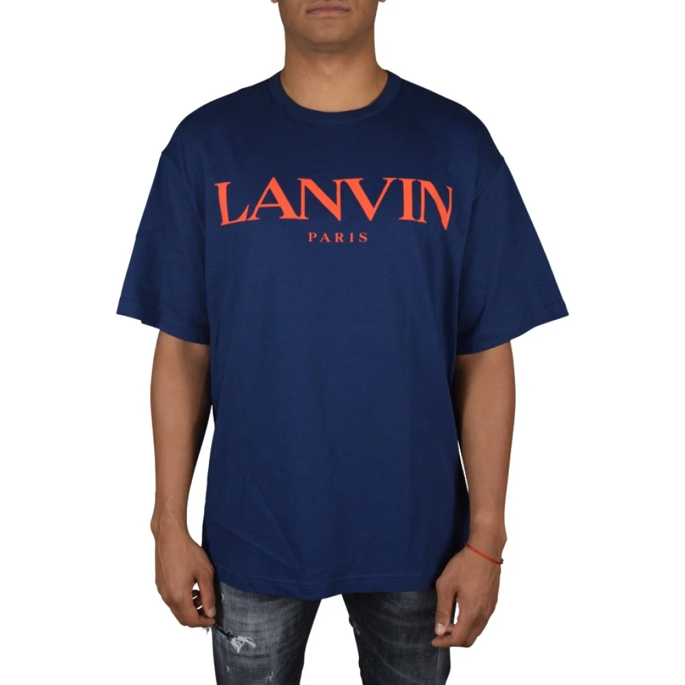 Lanvin Blauw Logo T-Shirt Blue Heren