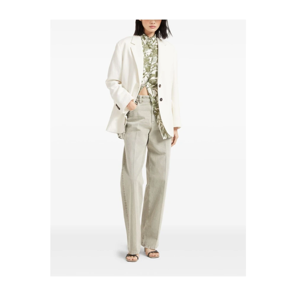 BRUNELLO CUCINELLI Moderne Losse Denim Jeans White Dames
