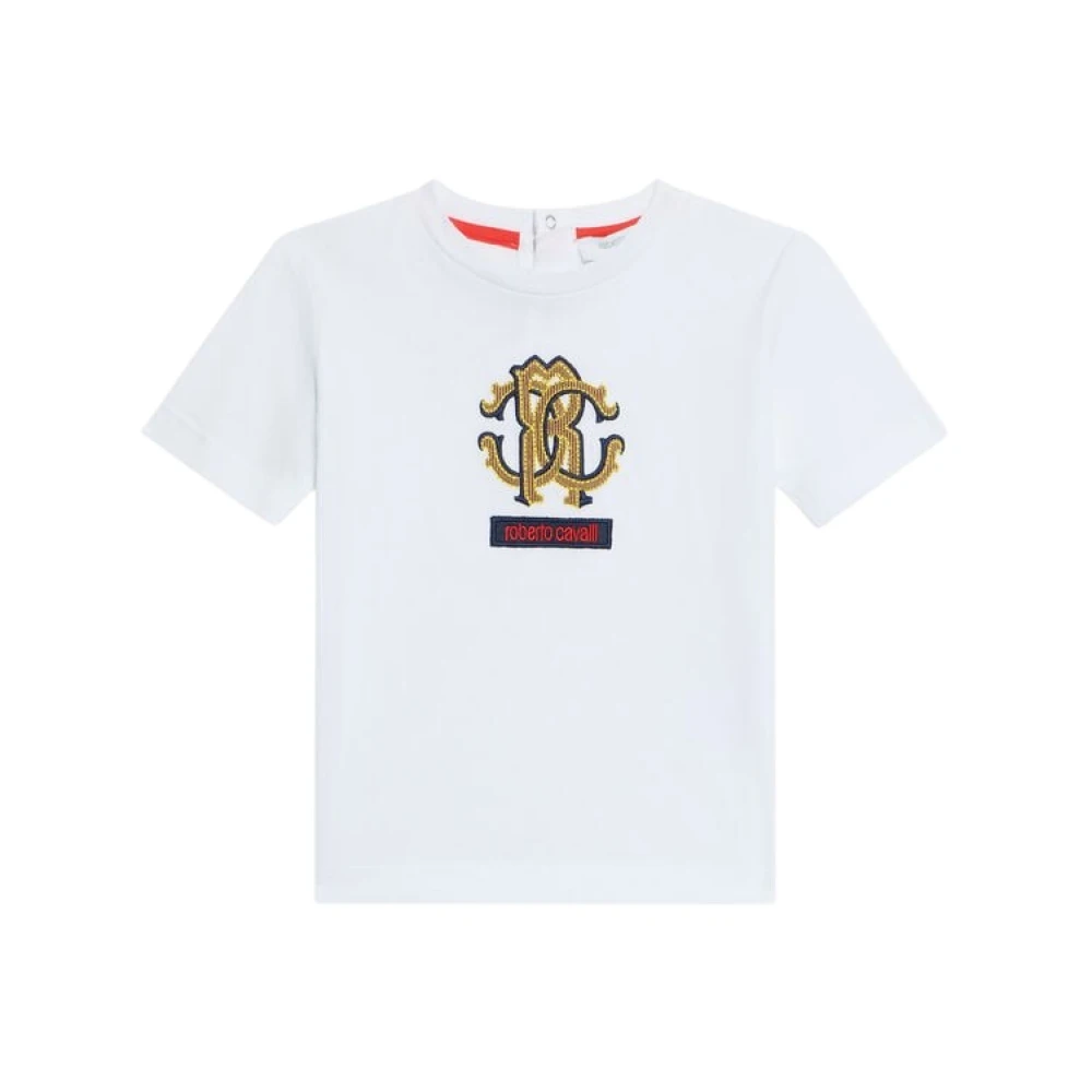 Roberto Cavalli Crest Embroidered Tee - Male - Kids Short Sleeve T-Shirts - White - 2 Y - Kids