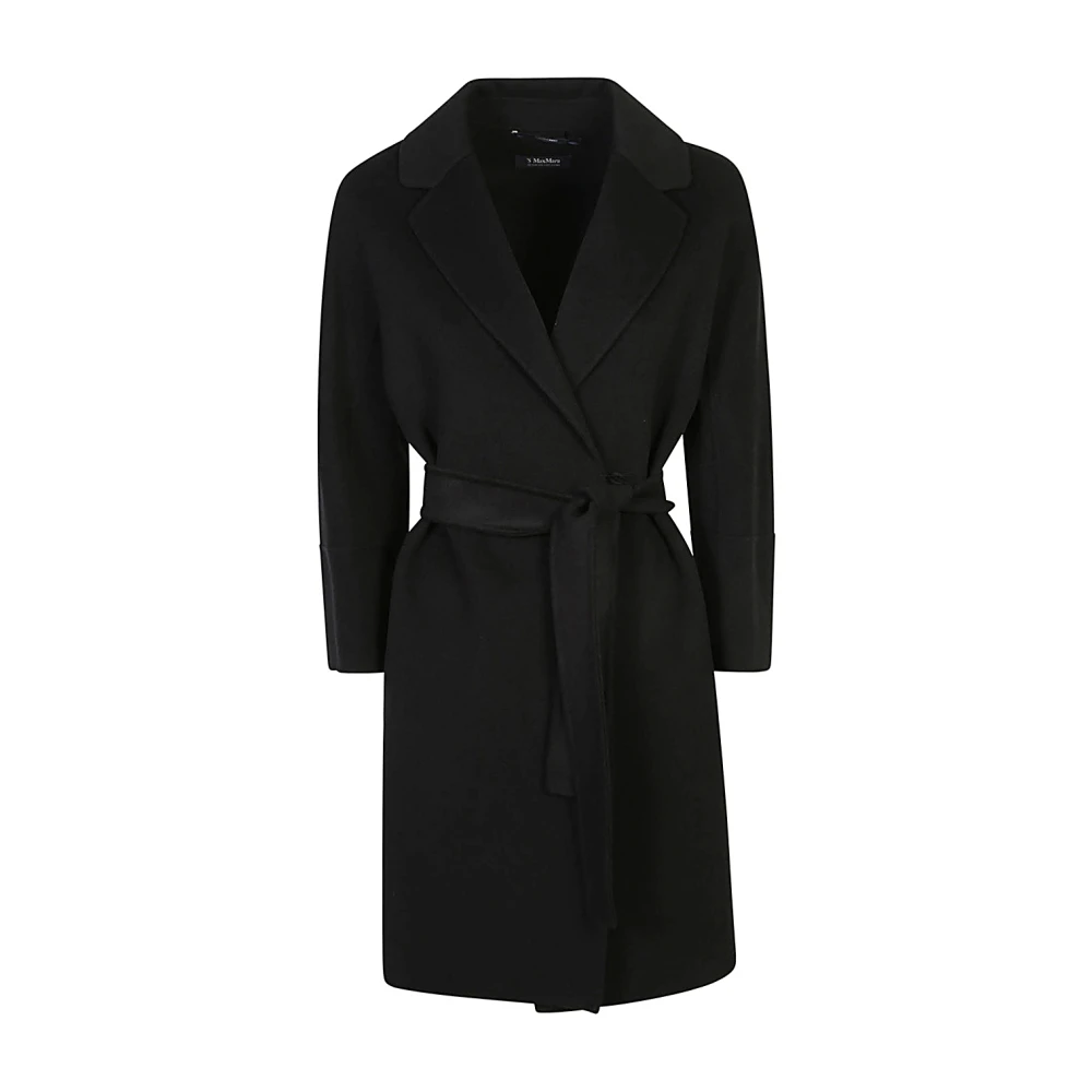 Max Mara Studio Handgemaakte Zwarte Wollen Jas Black Dames