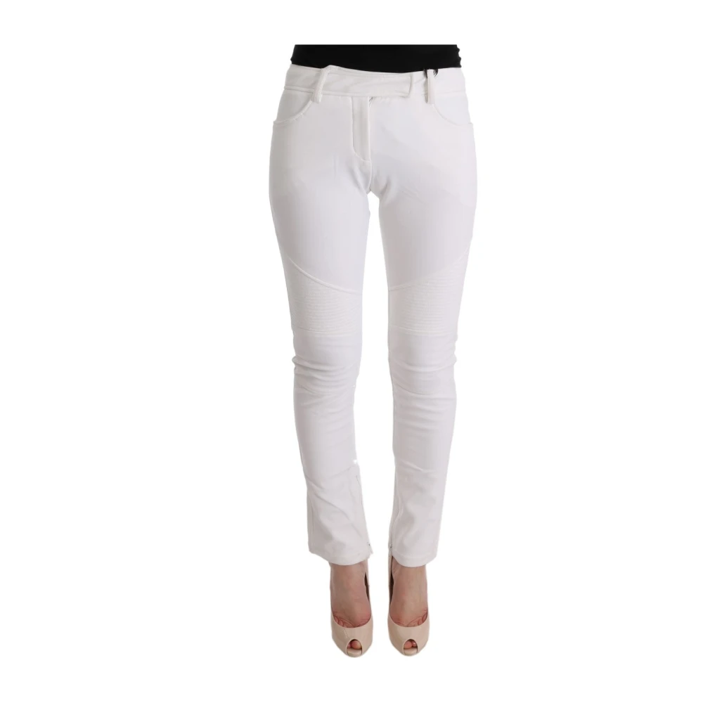 Ermanno Scervino Witte Slim Fit Katoenen Broek White Dames