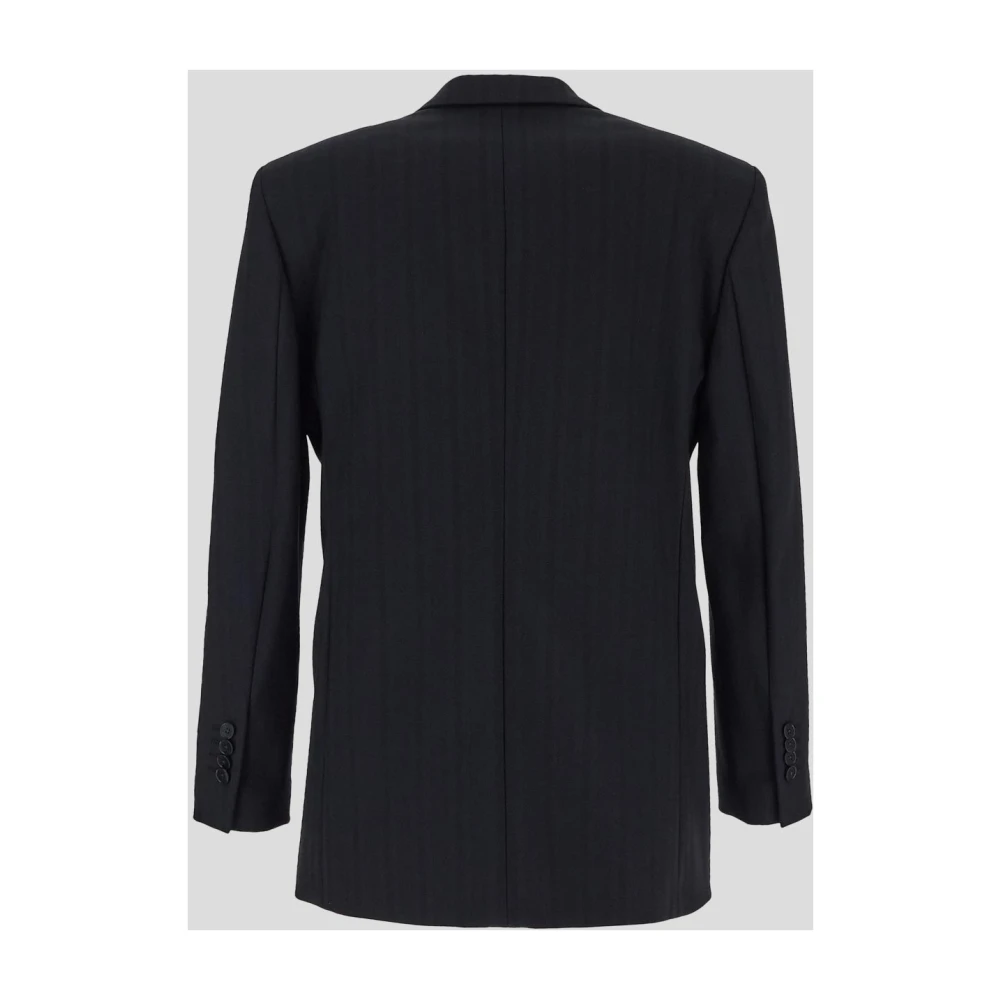 Lardini Wollen en Nylon Double-Breasted Jas Black Dames