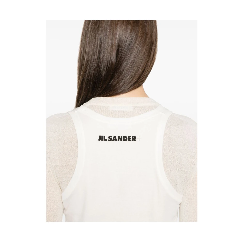 Jil Sander Witte Crew Neck Trui met Lange Mouwen White Dames