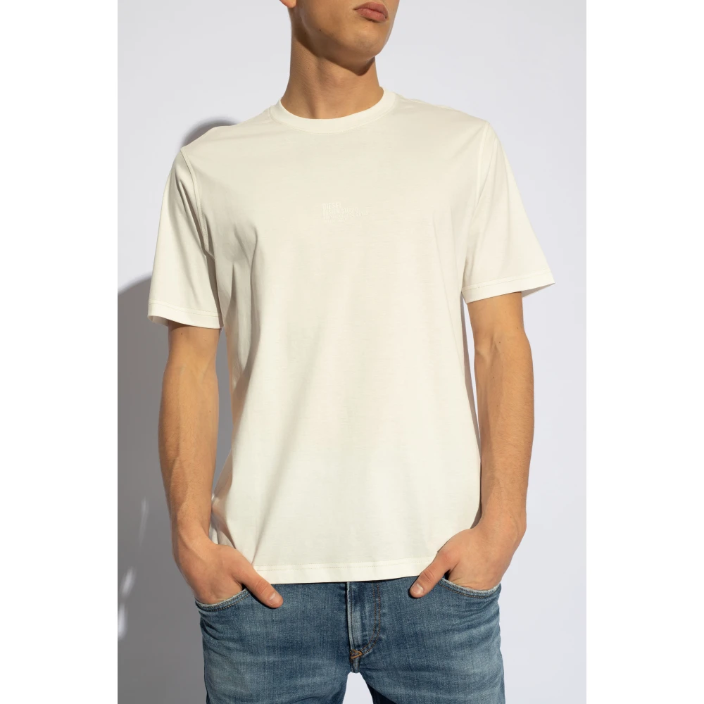 Diesel T-Must-Slits-N2 T-shirt met logo White Heren