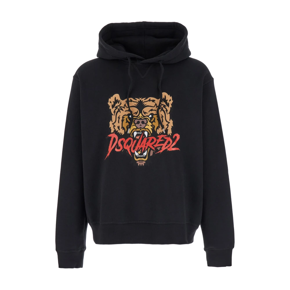 Dsquared2 Svart Huvtröja Med Dragsko Och Logotyp