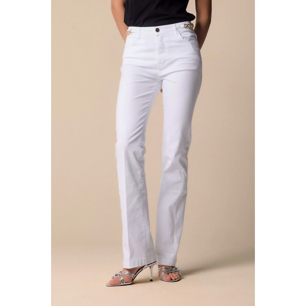 Kocca Hoge taille broek met gouden detail White Dames