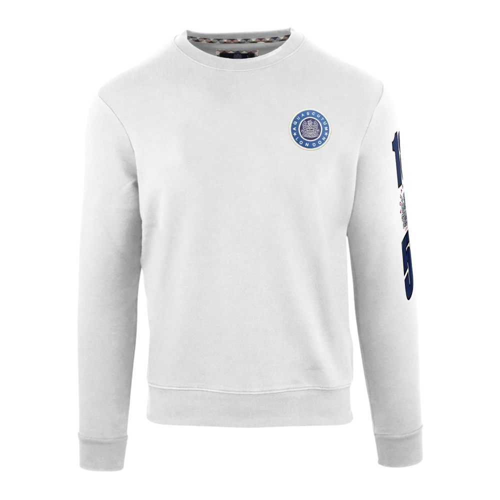 Aquascutum Heren Katoenen Sweatshirt Ronde Hals White Heren