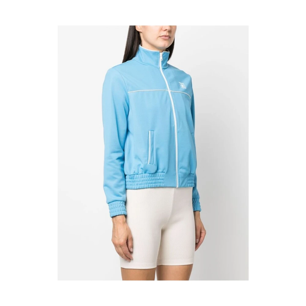 Sporty & Rich Logo-Print Ritsjack Sportieve Stijl Blue Dames