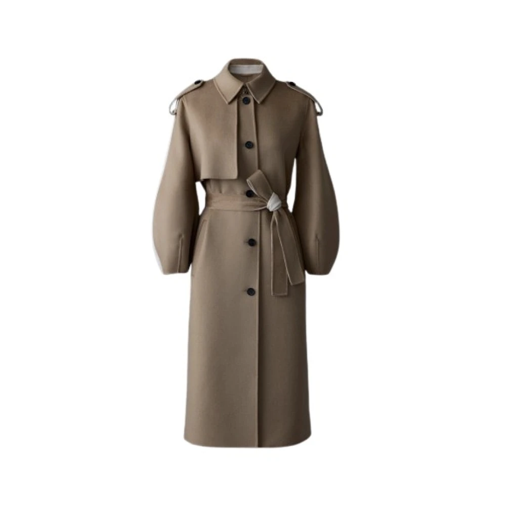 Mackage Ceyla Double-Face Wollen Jas met Sjerp Riem Brown Dames