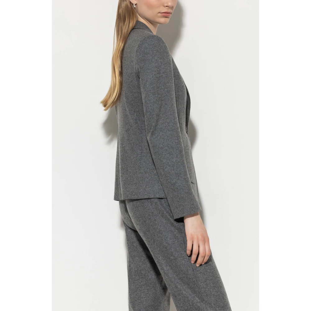 LUISA CERANO Slim Fit Wool Flannel Jersey Blazer Gray Dames