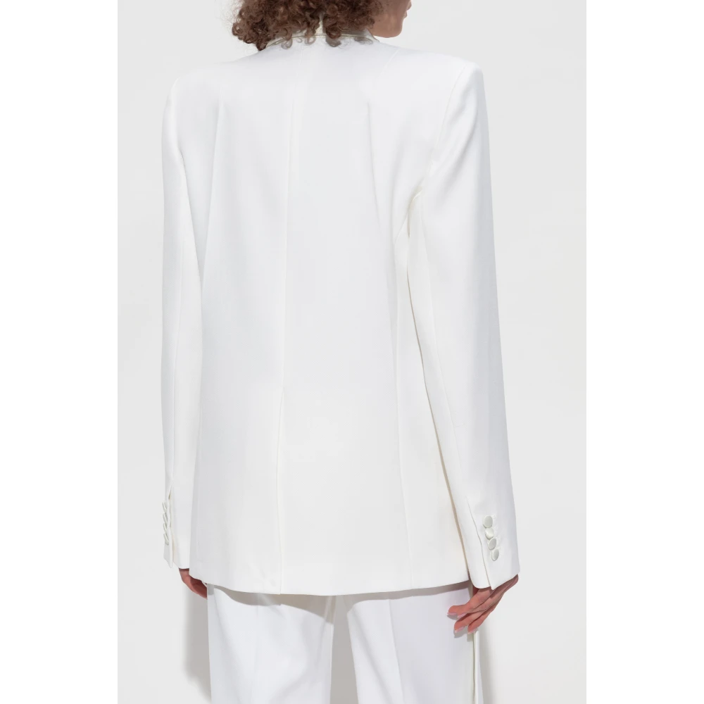 Victoria Beckham Blazer met wollen afwerking White Dames