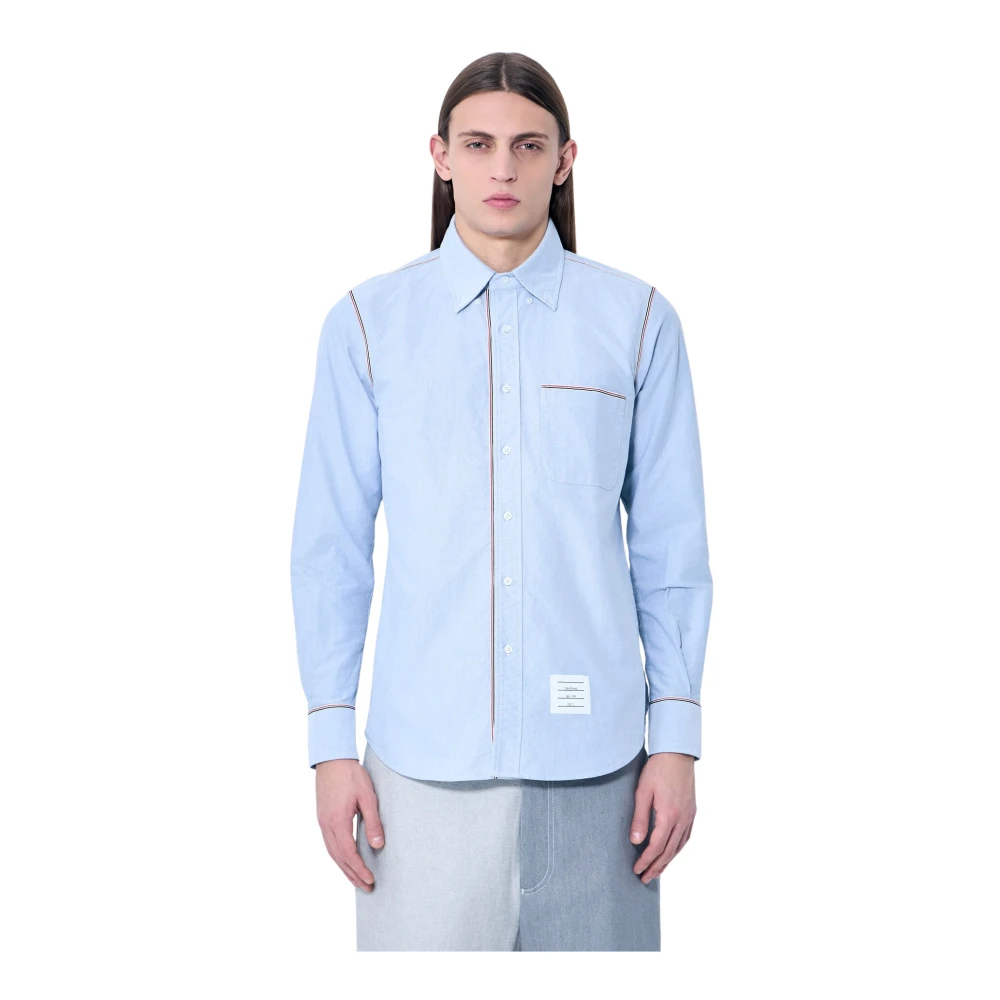 Thom Browne Klassieke Oxford Overhemd met Handtekeningdetails Blue Heren