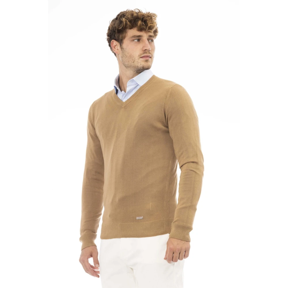 Baldinini V-hals trui met lange mouwen Beige Heren