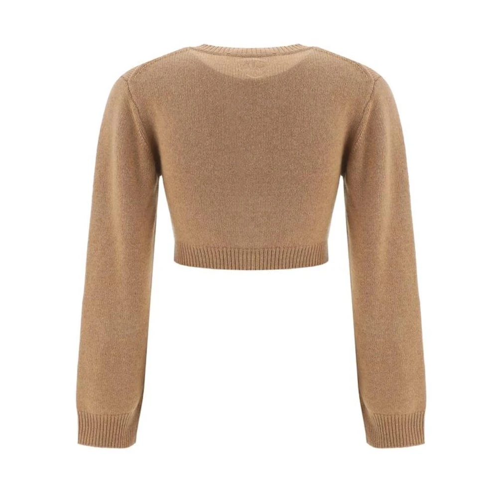 Chloé Contrasterende Knoop Cashmere Cropped Vest Brown Dames