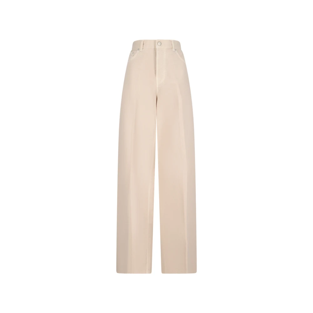 Haikure Women's Beige Wide Jeans, W28, Twill Trousers For