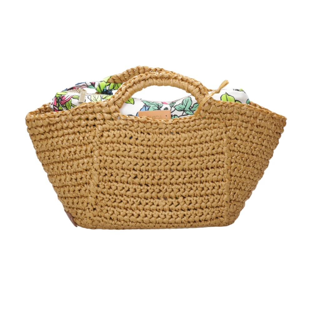 Chica London Raffia Tote met Clutch Beige Dames