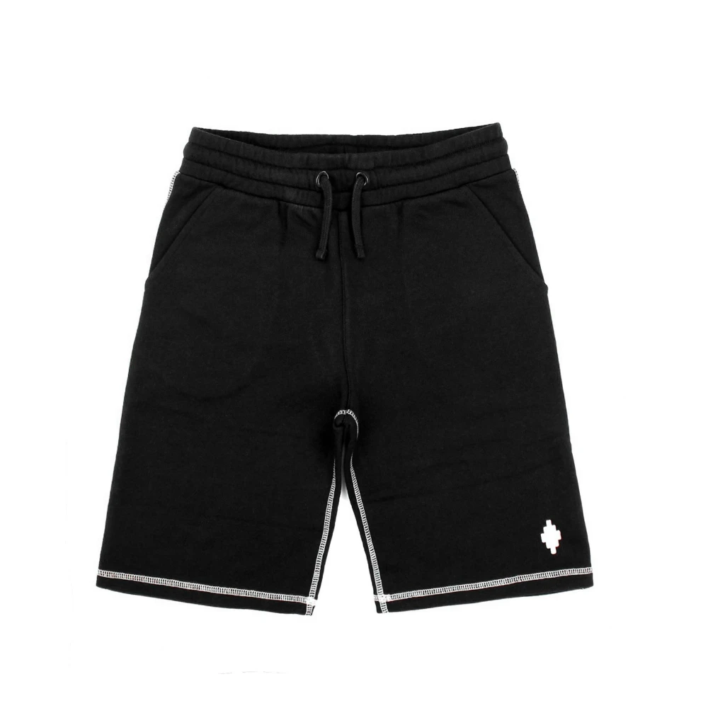 Marcelo Burlon Boys Black Shorts, 8 Y, Cotton Shorts With Contrasting Stitching