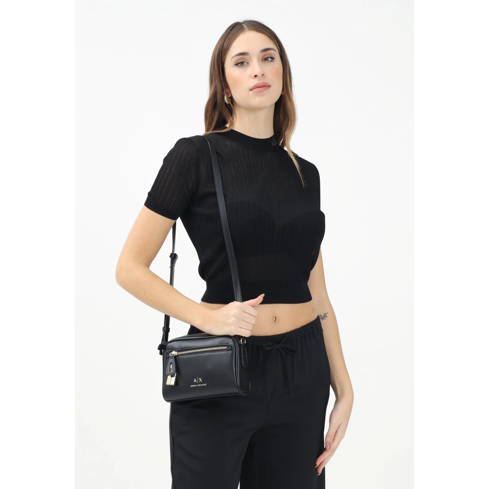 Armani Exchange Zwarte korte mouw trui voor vrouwen Black Dames
