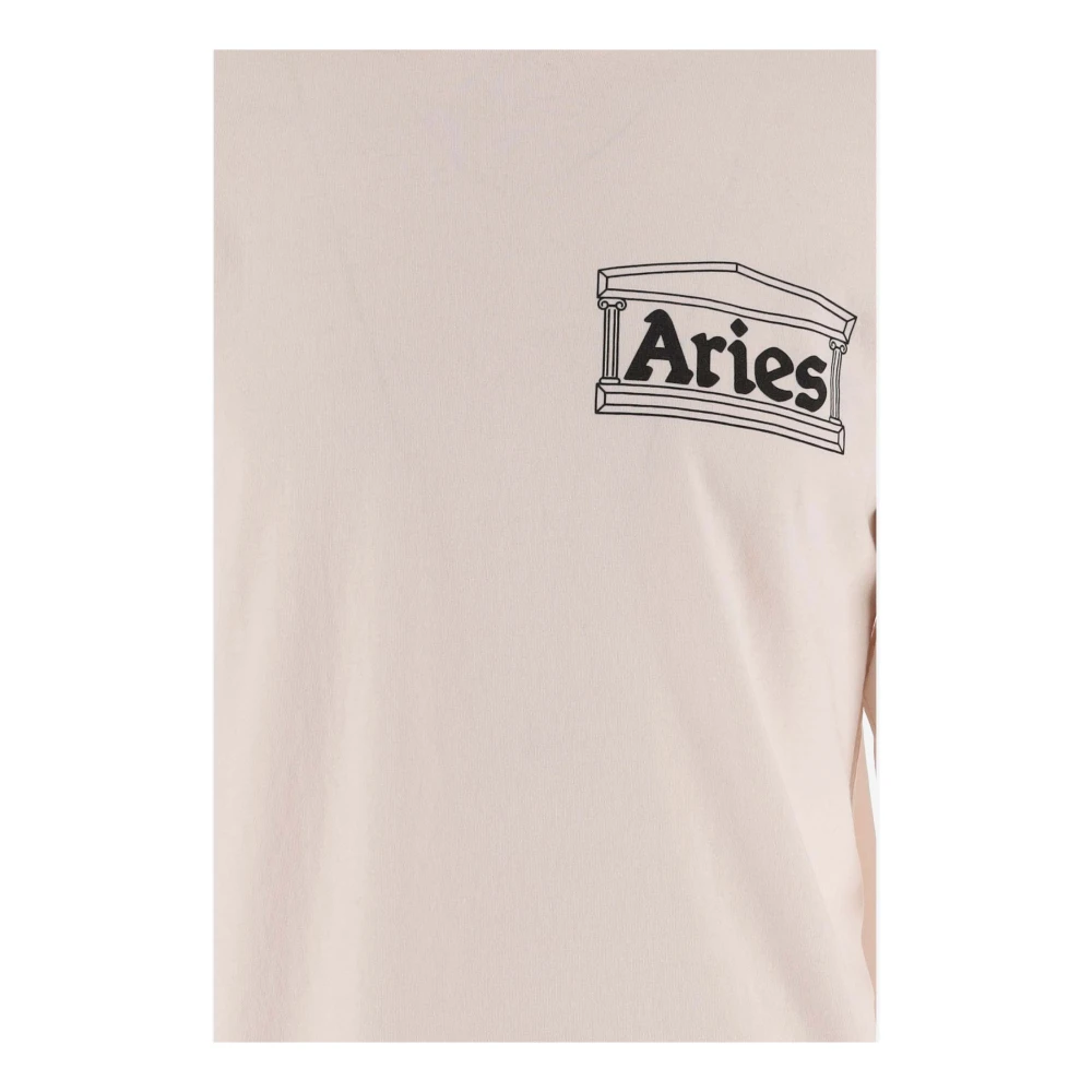 Aries Katoenen T-shirt met Logo Print Pink Heren