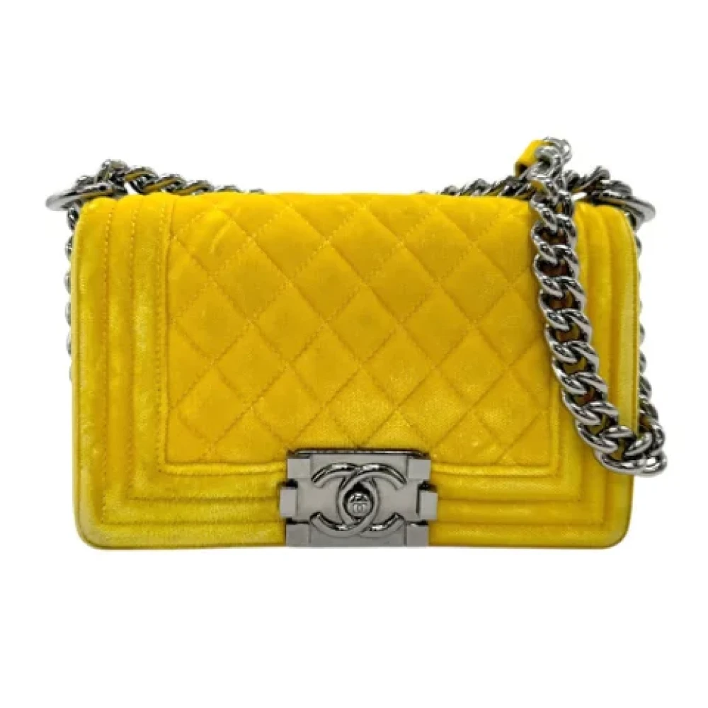 Chanel Vintage Pre-owned Velvet shoulder-bags Yellow Dames