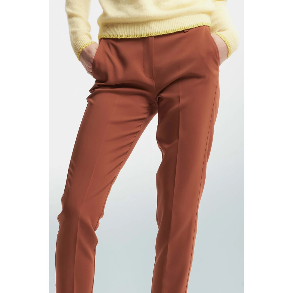 Kocca Elegante Geplooide Cigarette Cut Broek Brown Dames