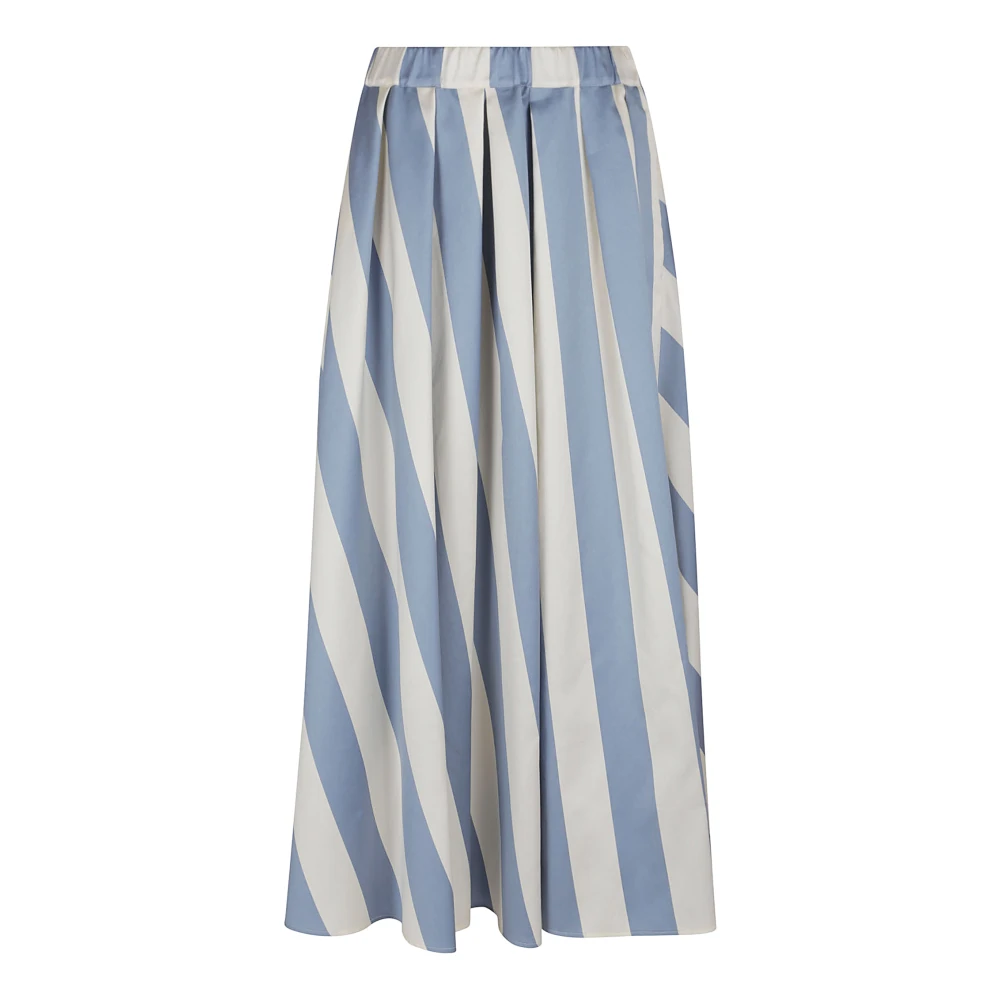 Max Mara Weekend Blauwe Gestreepte Rok met Elastische Taille Blue Dames