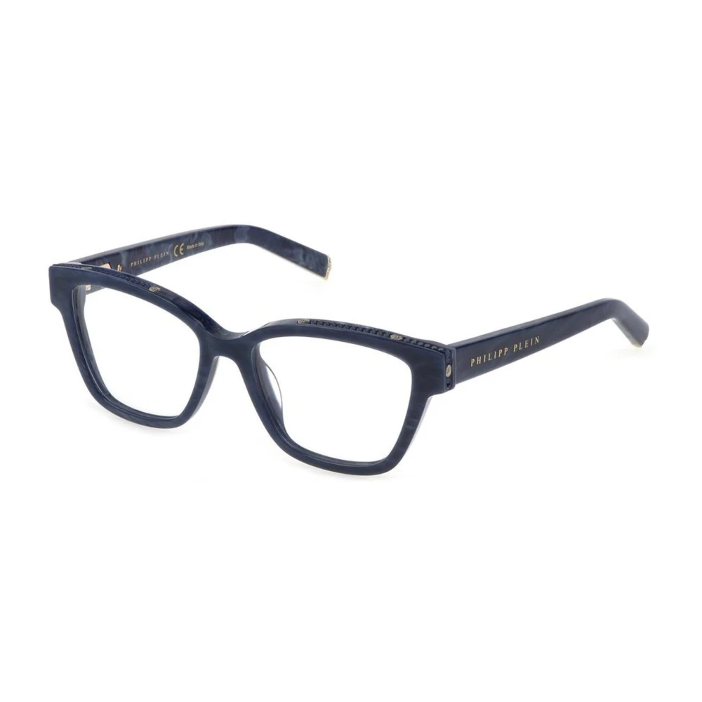 Philipp Plein Stijlvolle Blauwe Metalen Acetaatmonturen Blue Dames