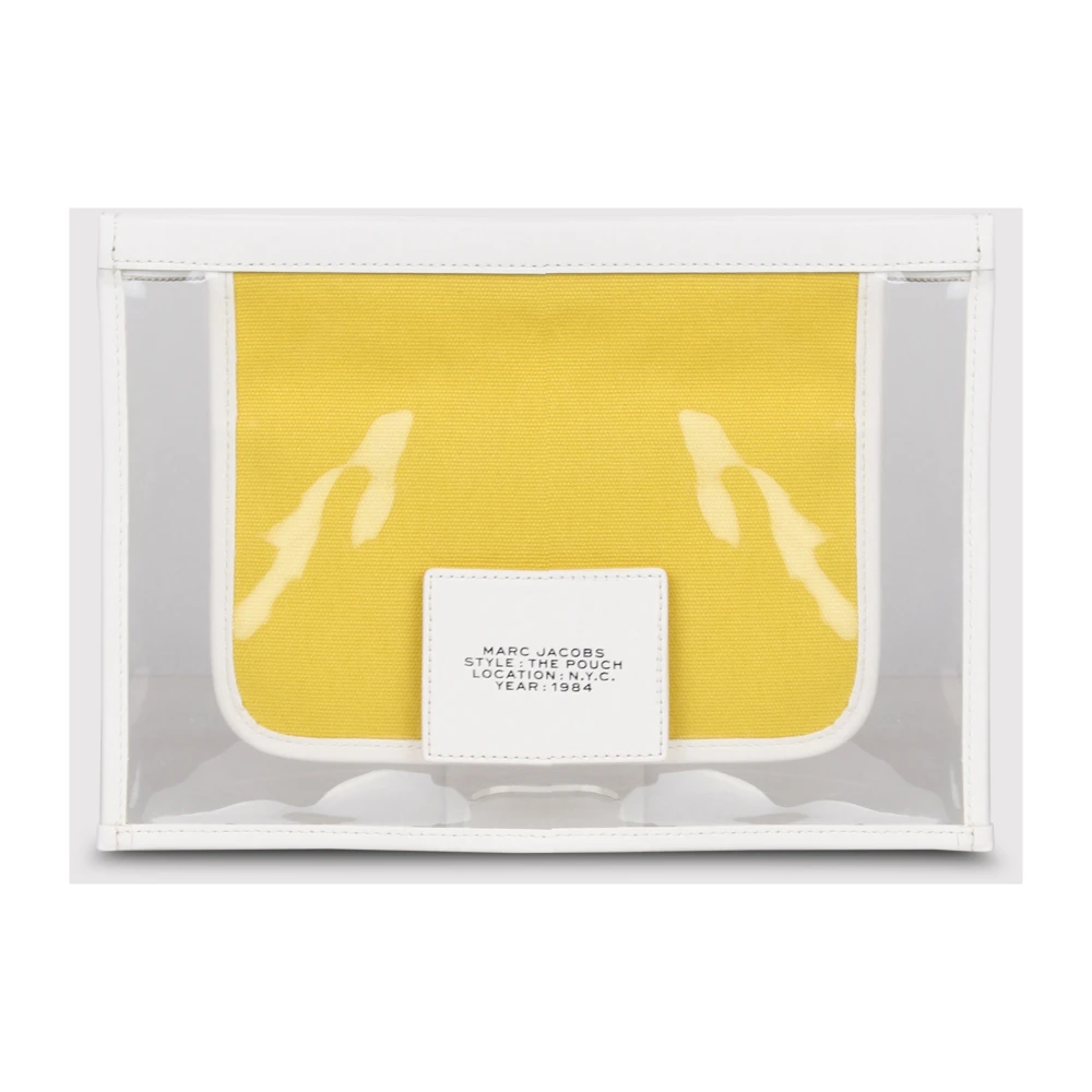Marc Jacobs Gestanste Logo Pouch Clutch met Rits White Dames