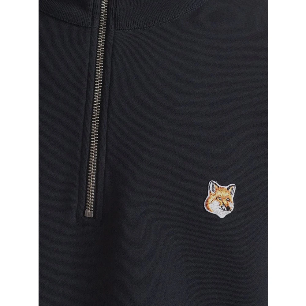 Maison Kitsuné Vos Katoenen Sweatshirt Black Heren