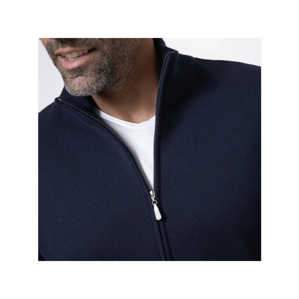 Gran Sasso Navy Rits Ribboord Vest Blue Heren