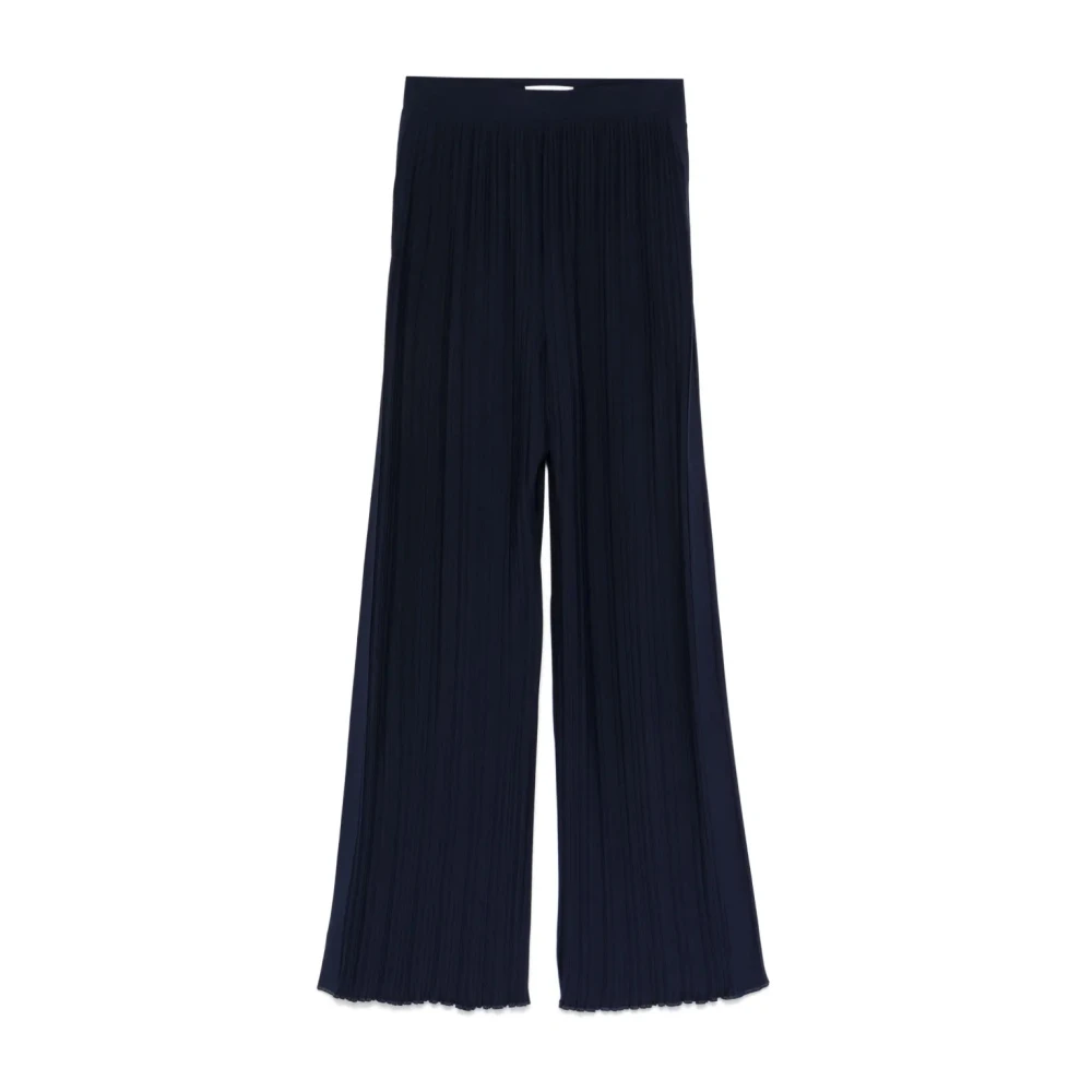 Lanvin Women's Blue Pleated Trousers - Wide Trousers - Xs - Trousers