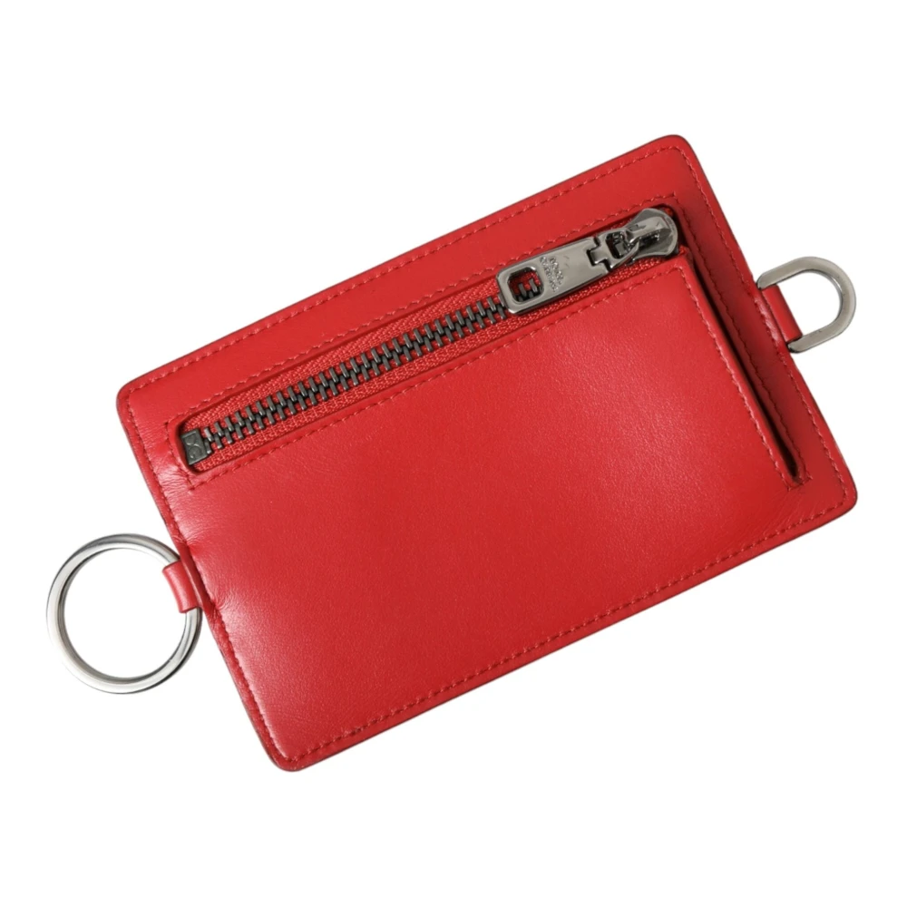 Dolce & Gabbana Rode Leren Logo Kaarthouder Portemonnee Red Unisex