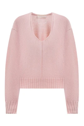 Rosa Tröja V-Ringning Chic Stil