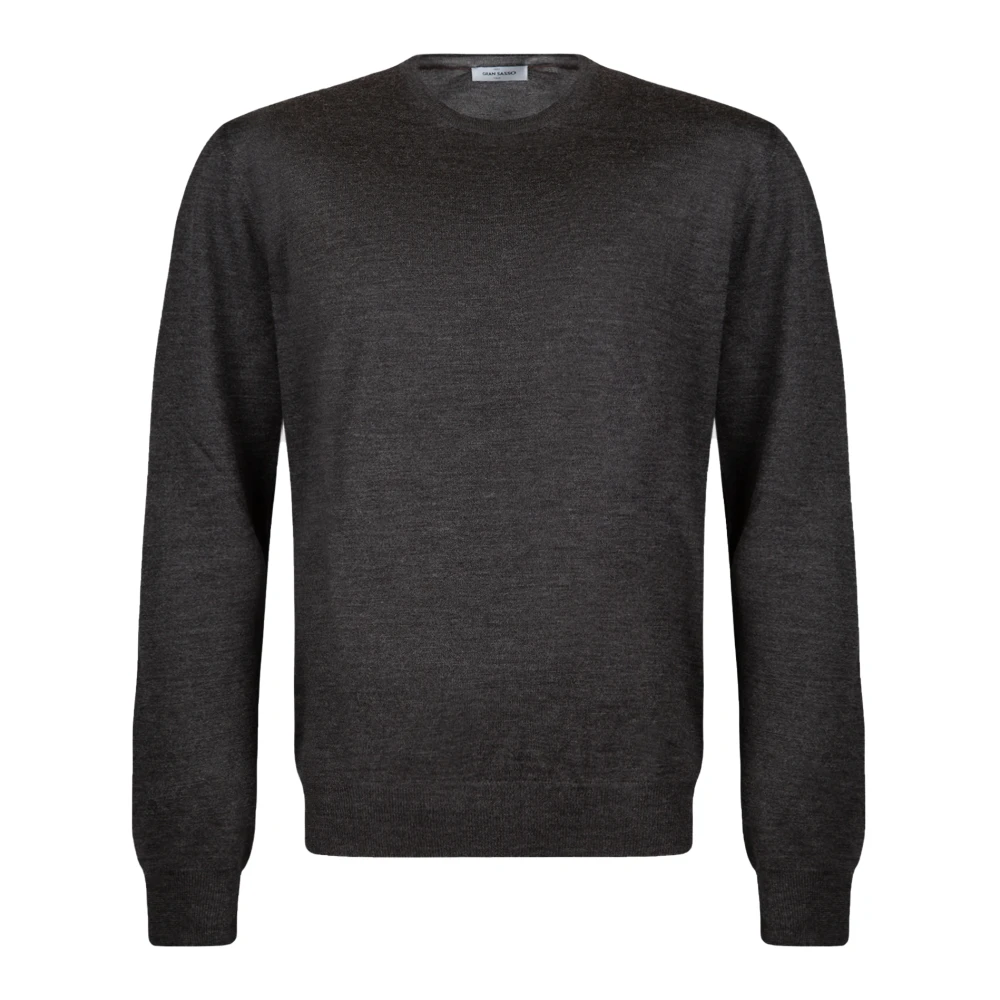 Gran Sasso Donkergrijze Crew Neck Wol Zijde Trui Gray Heren