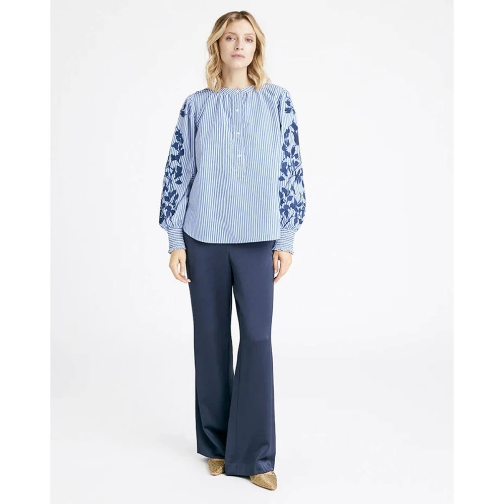 Gustav Elegante Blouse Mira Lange Mouw Blue Dames