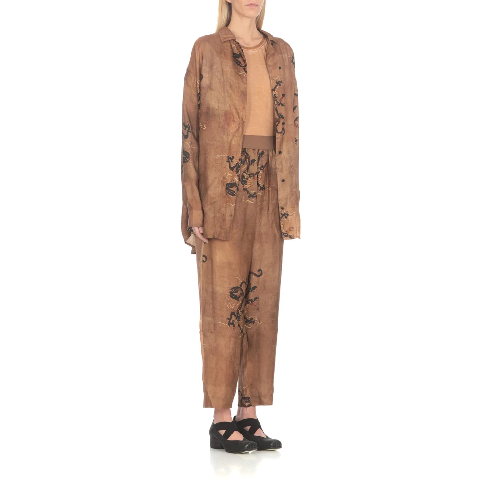 UMA Wang Bruine broek met elastische taille Brown Dames