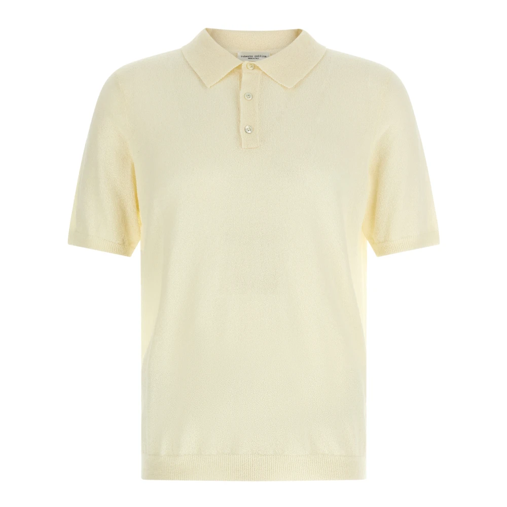 Roberto Collina Men's Beige Polo Shirts, L, Spongy Cotton Polo Shirt
