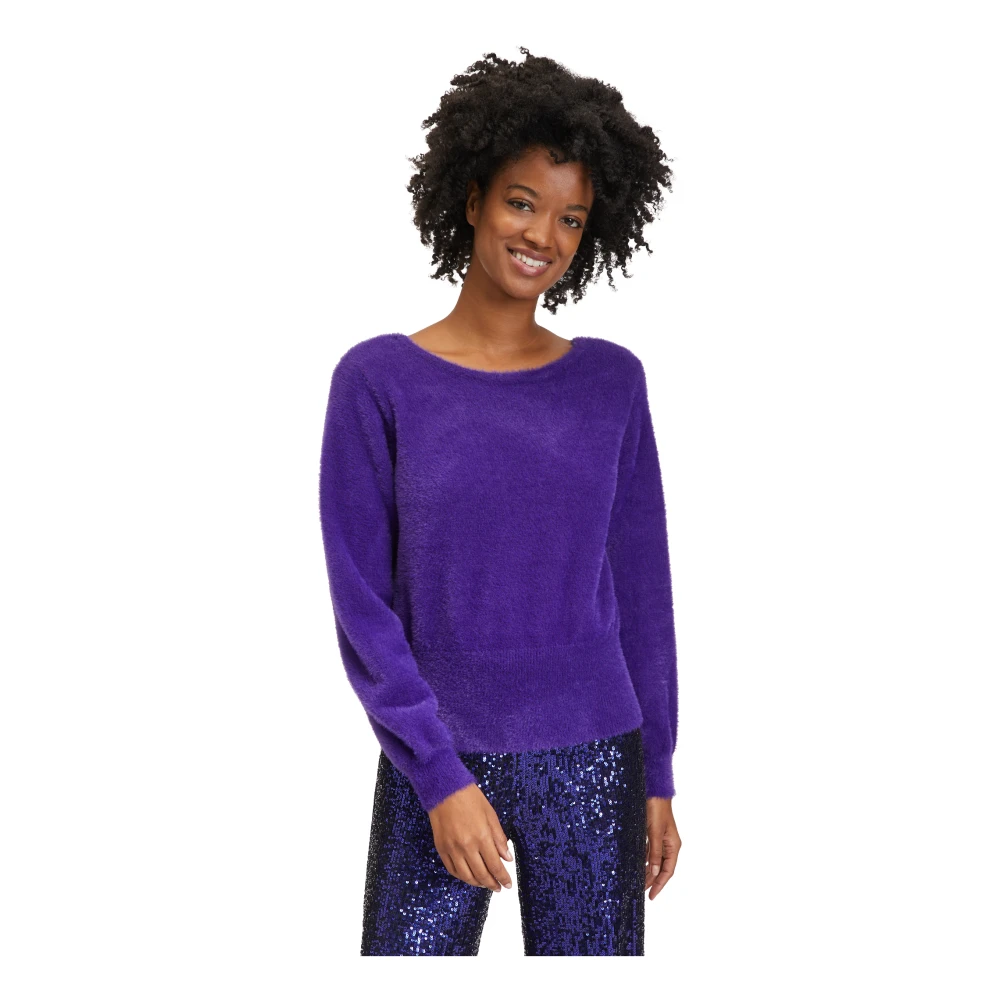 Vera Mont Klassieke V-hals Gebreide Trui Purple Dames