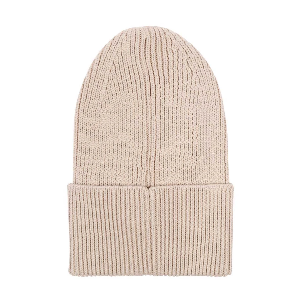 Palm Angels Gebreide muts met logo borduursel Beige Heren