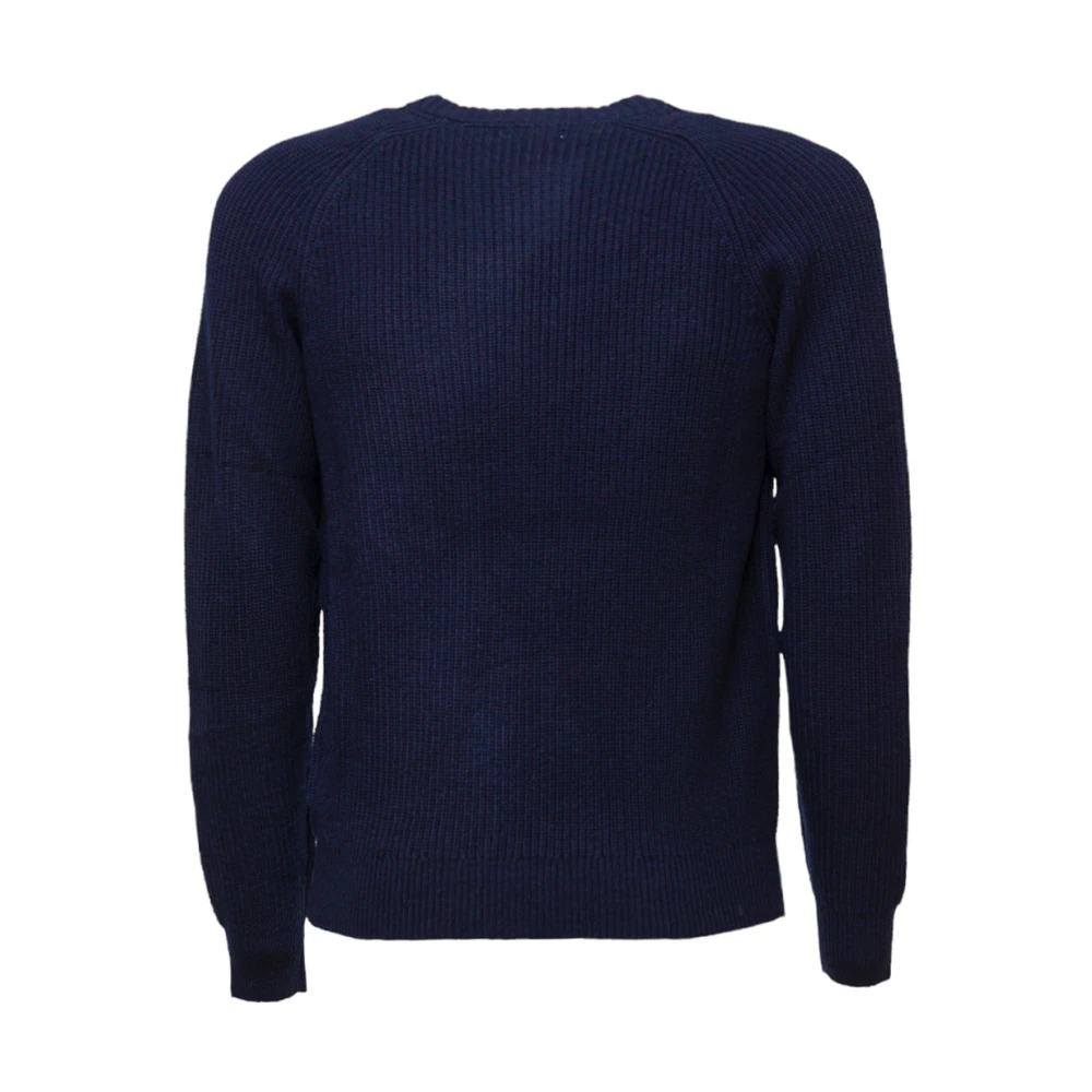 Sun68 Grote Gebreide Crew Neck Sweater Blue Heren