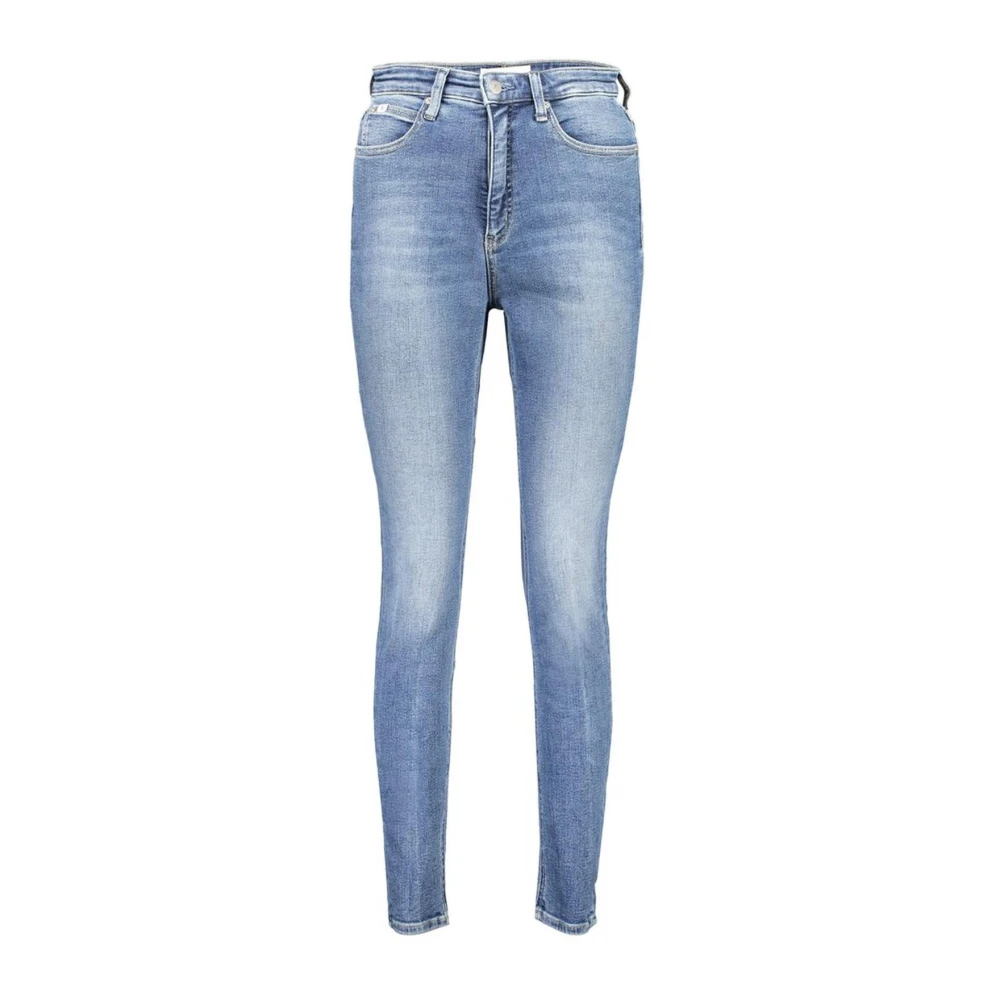 Calvin Klein High Rise Skinny Jeans met Gewassen Effect Blue Dames
