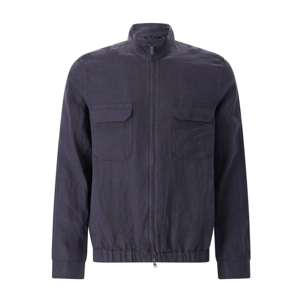 Herno Mannelijk Blauw Jassen Heren, L, Linnen, Linnen Jas