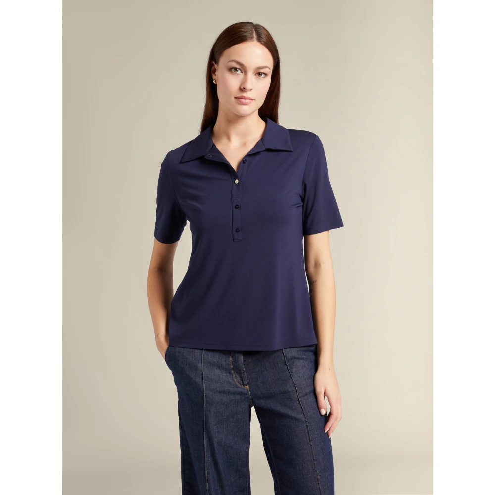 Elena Mirò Polo met knopen Blue Dames